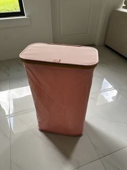 Pink laundry basket