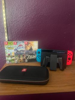 Nintendo Switch w/ 3 physical games, charging dock, case, and more!
