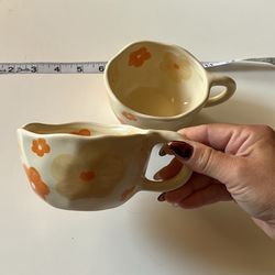 Hand Painted Ceramic Mugs Coffee Tea Cups Flowers Artsy Aesthetic Pinterest 
