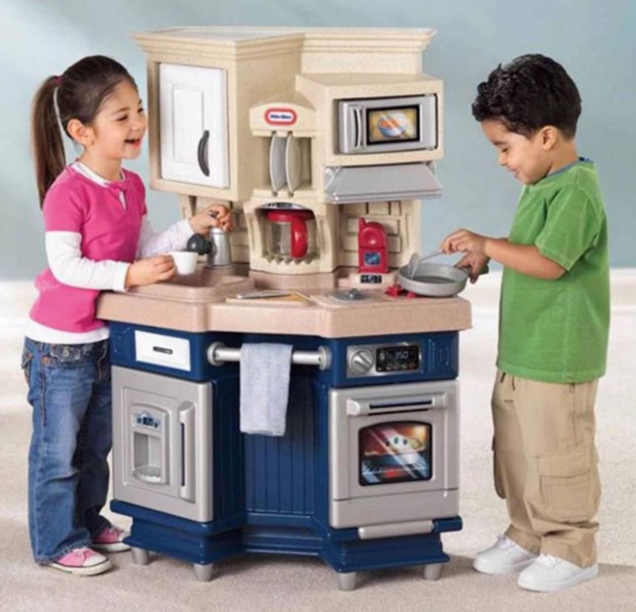 Super Chef 13-Piece Pretend Play Kitchen Toys Playset with Microwave, Oven and Coffee Maker, Multi-color- For Kids Toddlers, New In Box