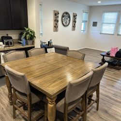 Ashley Furniture, Dining Table 6 Chairs, Table Converts To a Smaller Version
