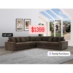 Beautiful Big Sectional Brown Color NEW Corduroy Material