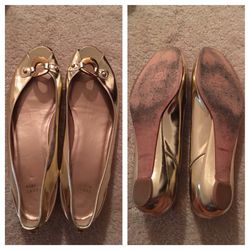 Gold Stuart Weitzman flats