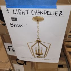 3 Light Brass Chandelier Brand New Sealed