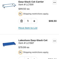 Easy Stack Cots 4 Cots, Includes The Easy Stack Carrier