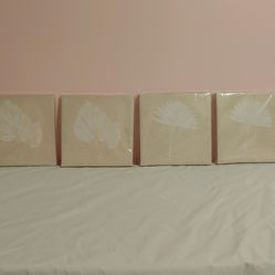 New Set Of Four Floral and Leaf Printed Canvases