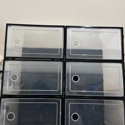 Stackable Clear Plastic Shoe Storage Boxes - Set of 6