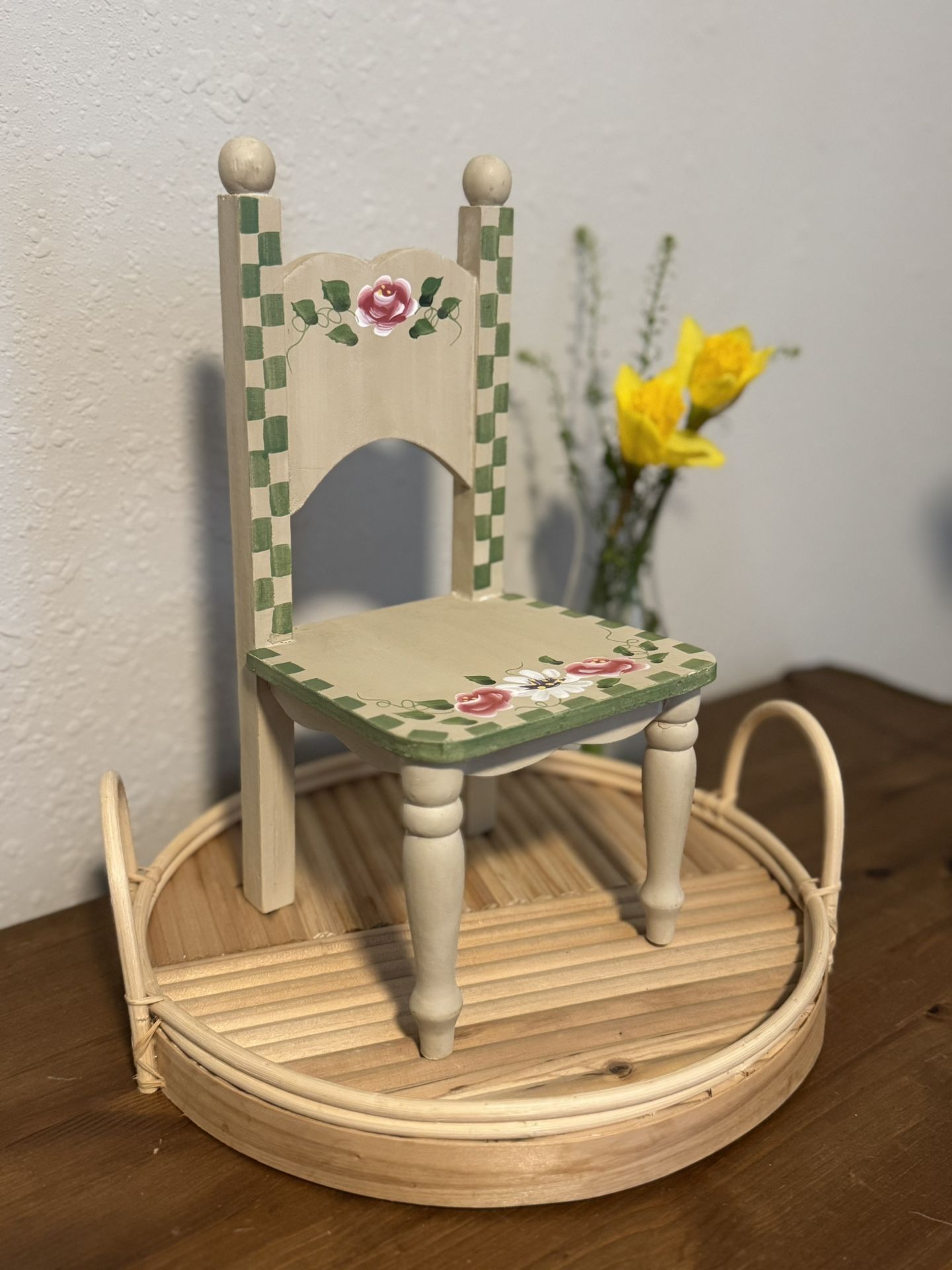 Unique Plant Stand Doll Chair Accent Decor