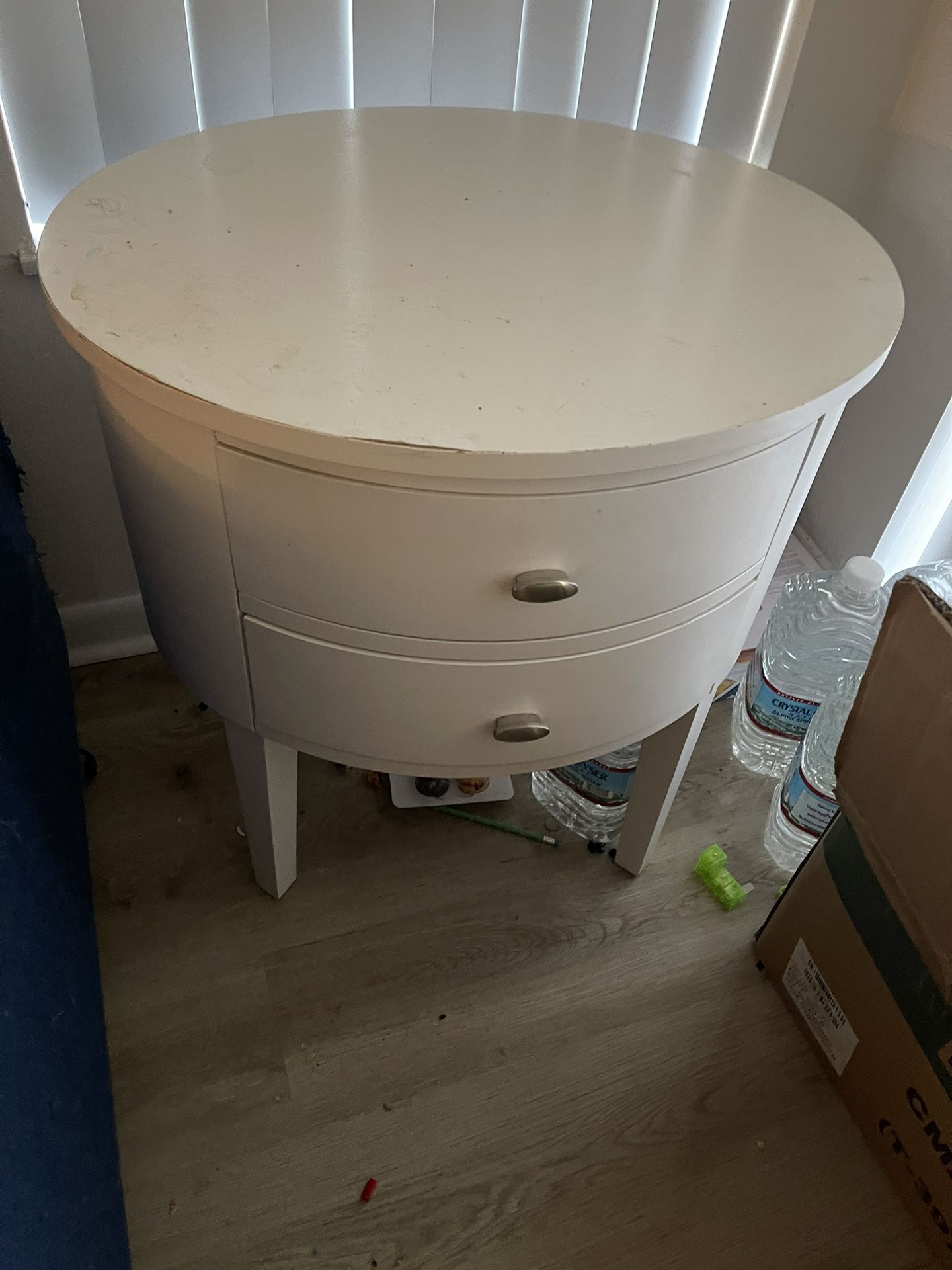 Two Drawer White Side Table 