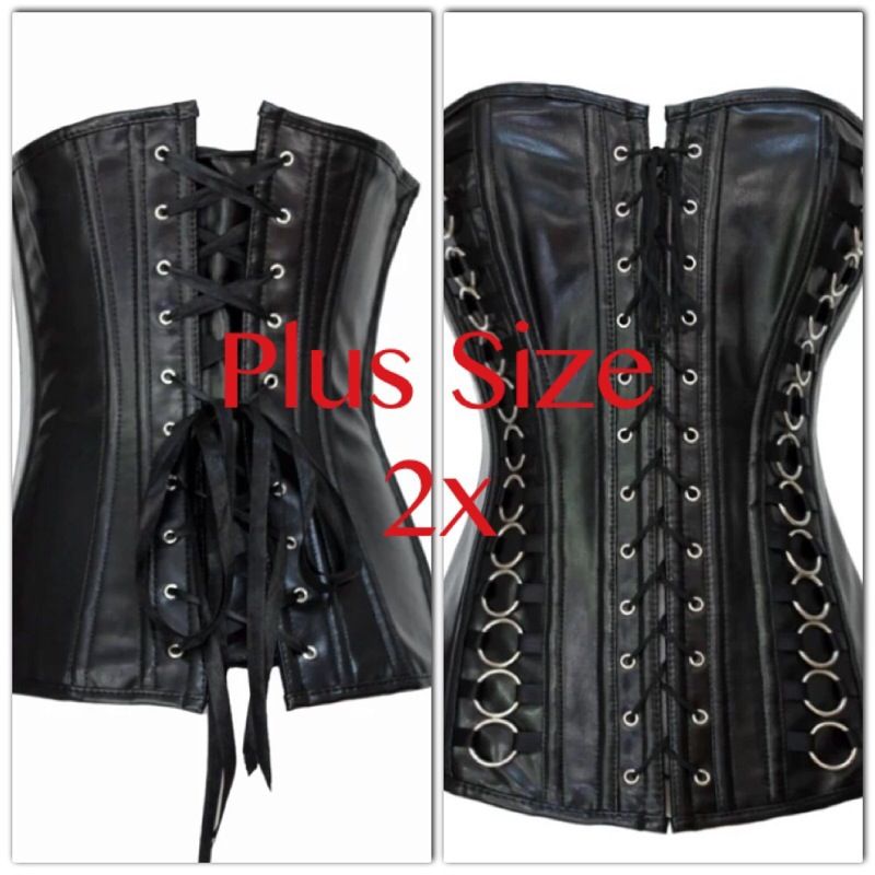Plus Size Lingere 2X Pleather Chain Corset Fetish Punk Lingerie