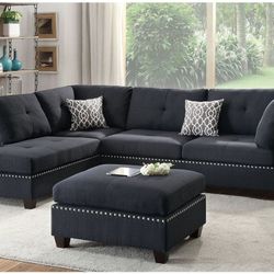 3PC SECSIONAL SOFA BLACK NEW IN 📦 ☎️1714586,2564