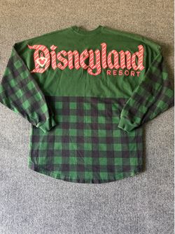 Spirit Jersey Disneyland Resort Plaid Long Sleeve Shirt Green/Black/Red Small