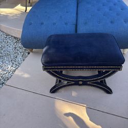 Like NEW WayFair NAVY BLUE Settee OTTOMAN Chair Stool *MAKEanOFFER*