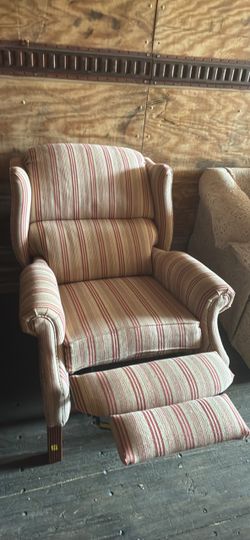 Wingback Recliner Chair Striped Fabric