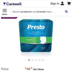 Presto Briefs With Tabs Disposable Adult Diapers 