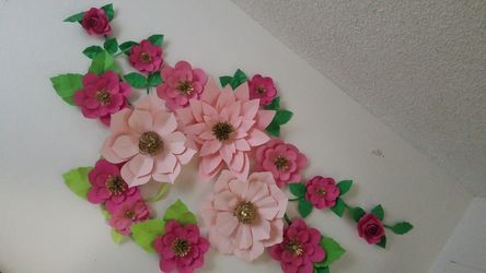 Pink paper flowers
