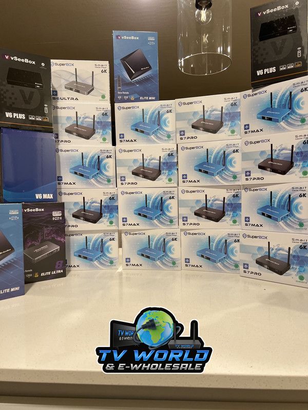 SuperBOX Super box S7 Models Max, S7 Pro, S6 Ultra, Supreme & Vsee V6 Plus, V6 Max Vsee Elite Mini, Elite Ultra 8 Authorized Wholesale distributors 