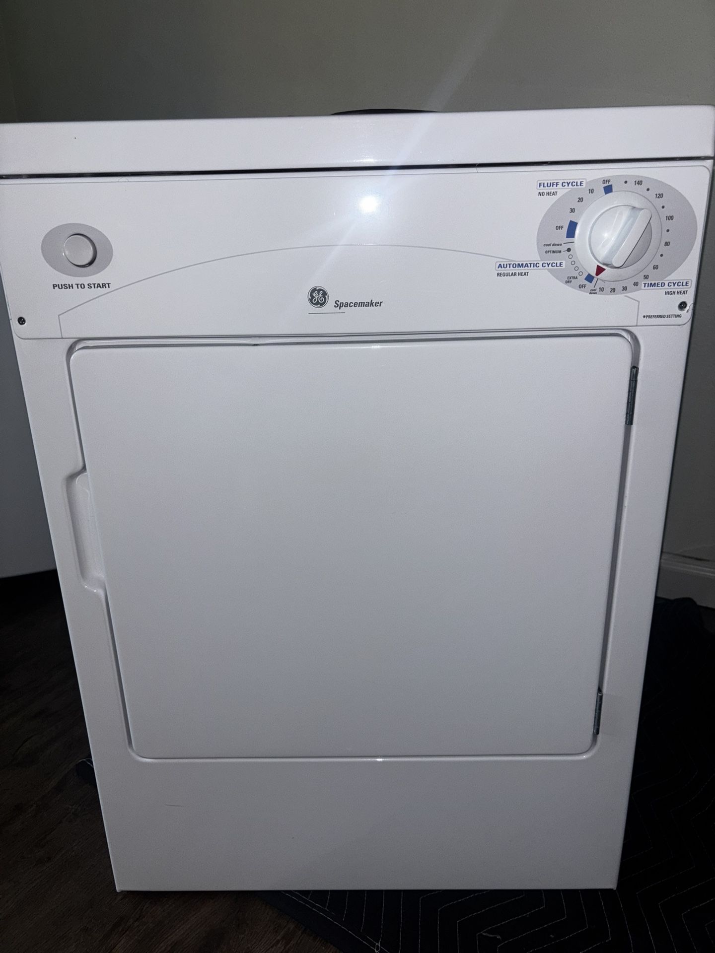 GE - 3.6 Cu. Ft. Stackable Electric Dryer with Portable - White