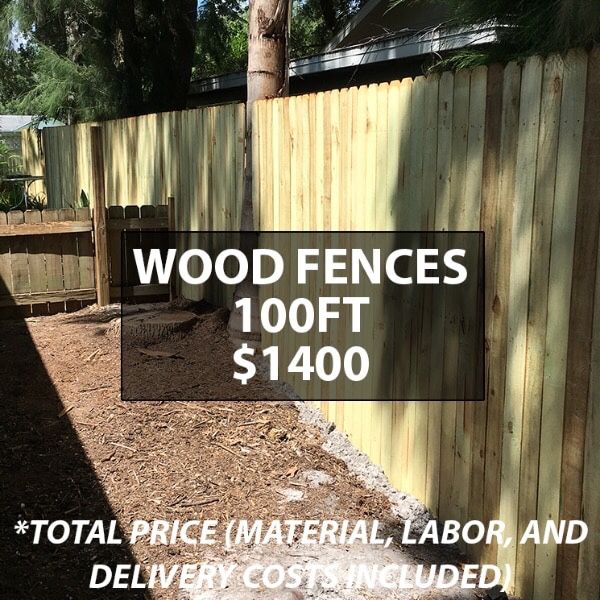 Wood Fence Special - 100 FT Wood Fence Only $1400