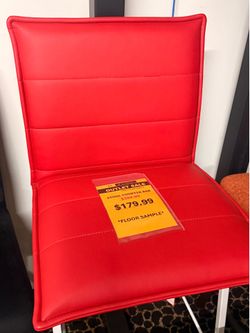 Red Faux Leather Stool