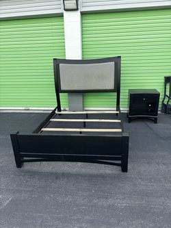 Queen size bed frame and nightstand
