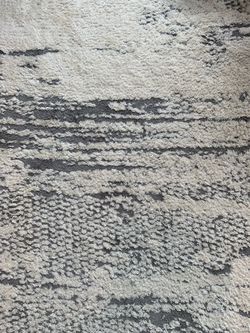 Cream and Gray Abstract Shag Area Rug