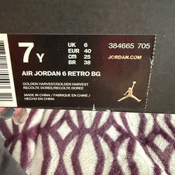 Air Jordan 6 Retro BG In Golden Harvest