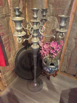 Large 5-Arm Metal Candelabra Floor Stand