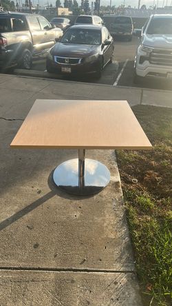 Big Commercial Café/Restaurant Table – Wood Top & Chrome Pedestal Base(offer me a price)