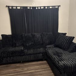 Need Gone New In Box Black Fluffy Sectional $50DOWN NO CREDIT 
