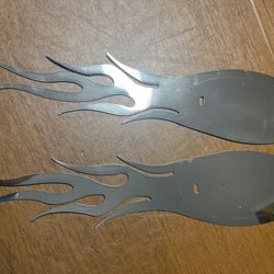 Peterbilt Stainless Steel Flaming Oval Accent Emblem 18.5”x 4” PAIR