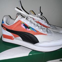 Puma Future Rider International Game Womens Shoes White Orange 100% Authentic