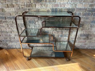 Gold Metal x Mirror Rolling Bar Cart