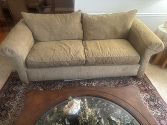 Tan Fabric Two-Cushion Sofa