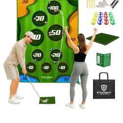 TOTOSIN Golf Chipping Game Mat, Double Sided Golf Hitting Mat,6x5 FT Golf Practice Mat New no club