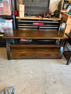 Wood and Metal TV Stand with Drawers