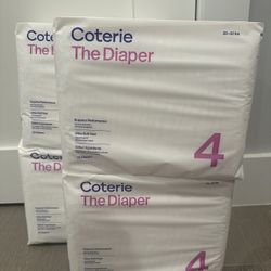 4 Packs Coterie Size 4 Diapers 100 Diapers Total