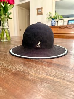 Kangol Tropic Wide Brim Stripe Casual Bucket Hat Black / Aqua Size Large Clean
