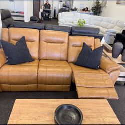Power Reclining Leather Sofa And Loveseat Set