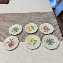 Vintage set of six Japanese floral porcelain trinket dishes,