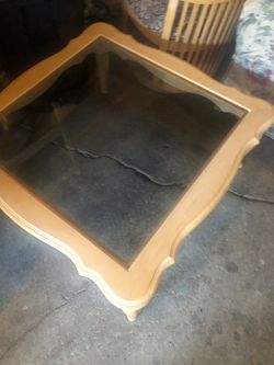 Wood Coffee Table with Glass Top