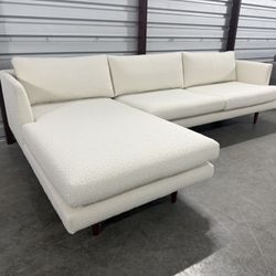 White MCM Bouclé Sectional