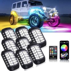 RGB IP68 Rock Lights, 8 Pods 36 LEDs  Chips Super Bright App Control