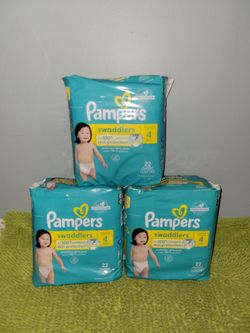 3 pack 22 Diapers size 4 Pampers Swaddlers