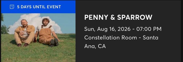 Penny & Sparrow Tickets - Santa Ana, CA
