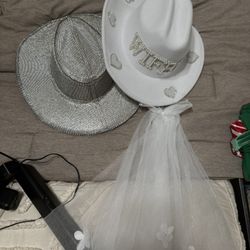 Bridal Cowgirl Hat And Bow Veil 