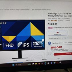 Samsung S3 24” Full HD IPS 100Hz AMD FreeSync Monitor 