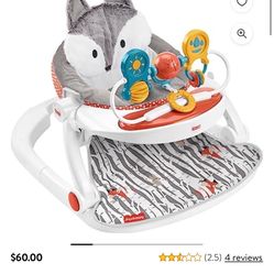 New FP Premium Sit-Me-Up Floor Seat with Toy Tray - Peek-a-Boo Fox Portable Baby Chair 