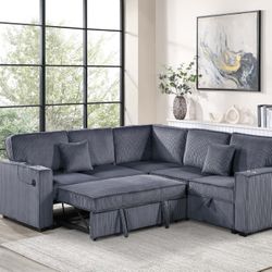 Sleeper Sofa W/Cupholder, Sofa Storage, & USB Ports