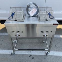 Stainless Deep Fryer With 2 Baskets With Hose And Regulador To Fry 🍟 🍗 🌮🫔🍤🥟